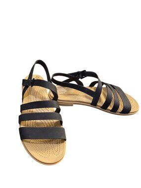 Crocs Womens Black Strappy Sandals Size 10 Lightweight Comfy SKU 10-066